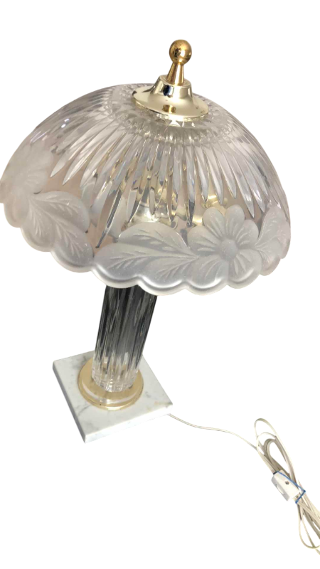 Photo 1 of VINTAGE FROSTED CRYSTAL LAMP 18”