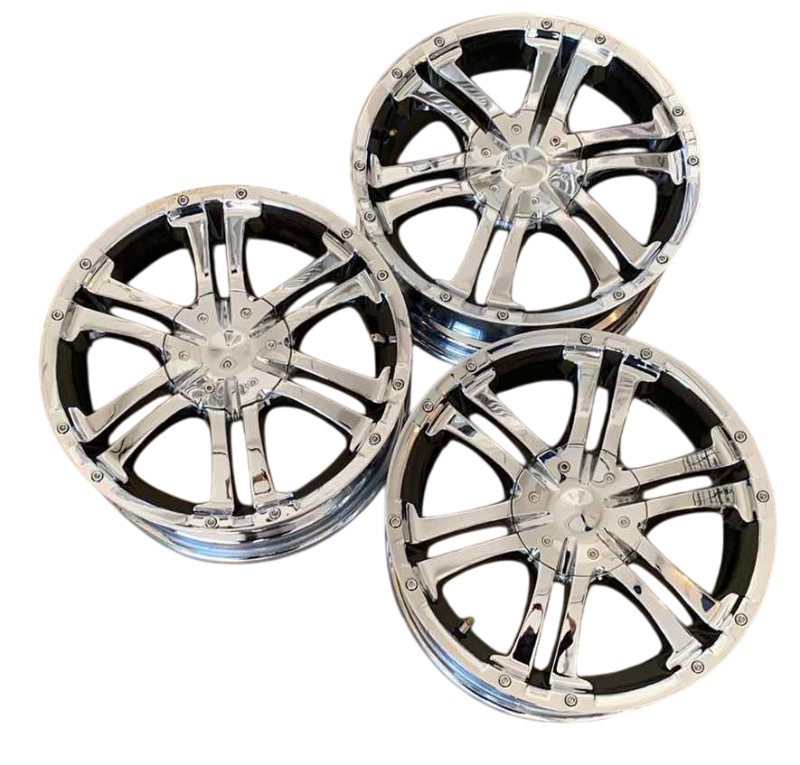 Photo 1 of 3-CHROME RIMS 17 X 7” BOLT PATTERN IS 5 X 114.3MM AND ALTERNATE BOLT PATTERN