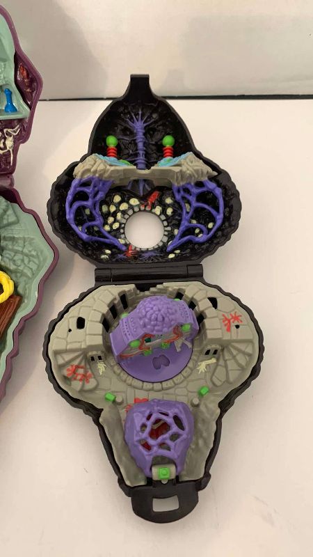 Photo 1 of 4-VINTAGE BLUEBIRD MIGHTY MAX TOYS: PALACE OF POISON DOOM, ARACHNOID SPIDER, SKULL DUNGEON, AND CYCLOPS