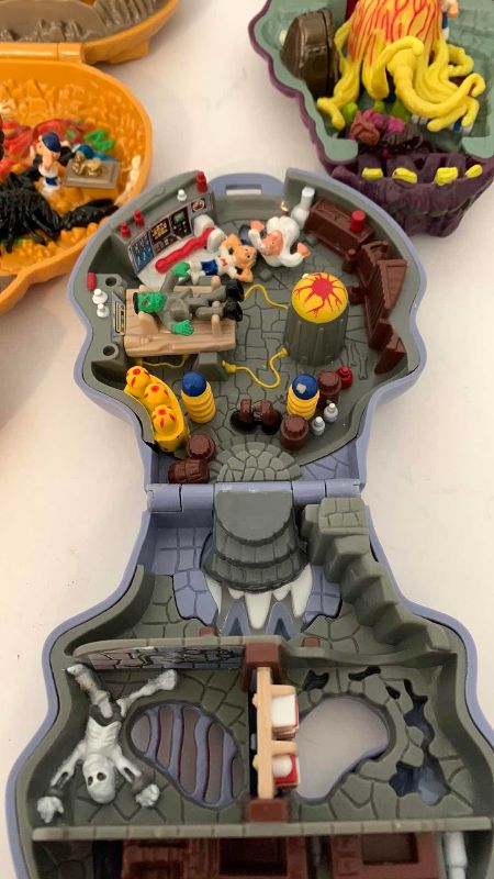 Photo 1 of 4-VINTAGE BLUEBIRD MIGHTY MAX TOYS: PALACE OF POISON DOOM, ARACHNOID SPIDER, SKULL DUNGEON, AND CYCLOPS