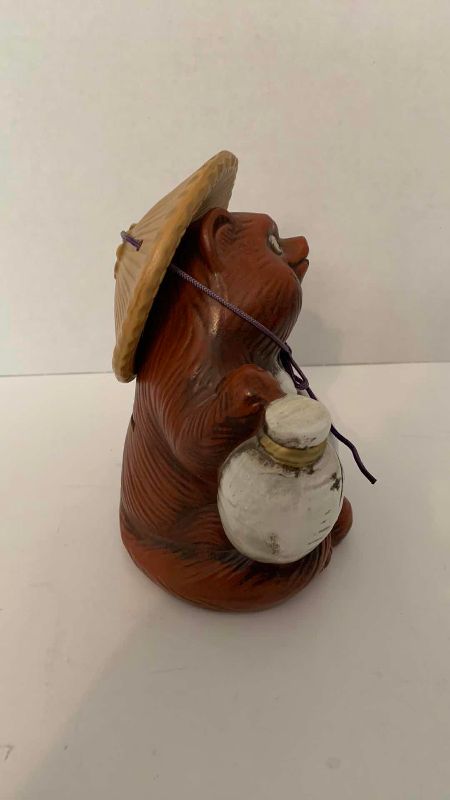 Photo 1 of VINTAGE CERAMIC TANUKI COIN BANK FIGURE 7”