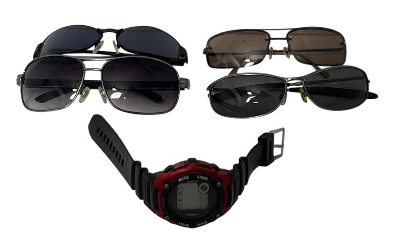 Photo 1 of SET OF 4 MENS SUNGLASSES AND SPORTS WATCH