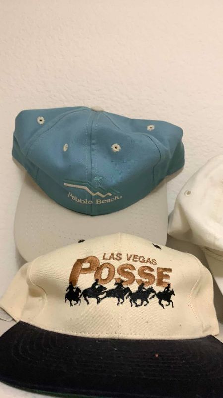 Photo 1 of 4-MENS GOLF CAPS ONE AUTOGRAPHED BY GOLFER CURTIS STRANGE