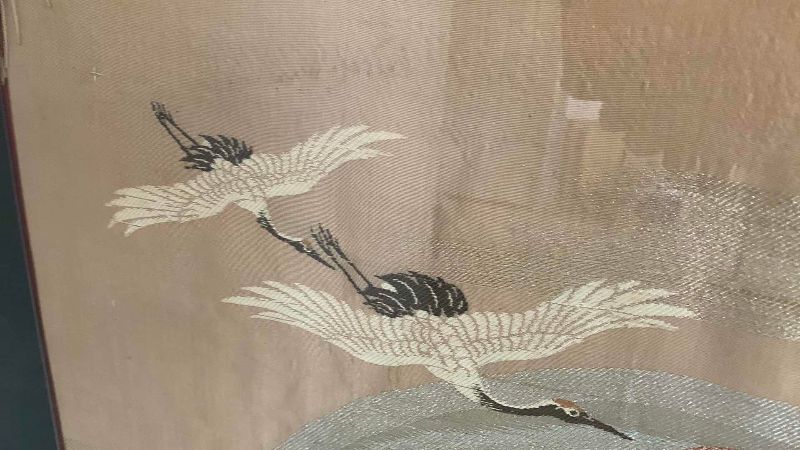 Photo 1 of ANTIQUE JAPANESE SCARF MOUNTED 36” X 39”