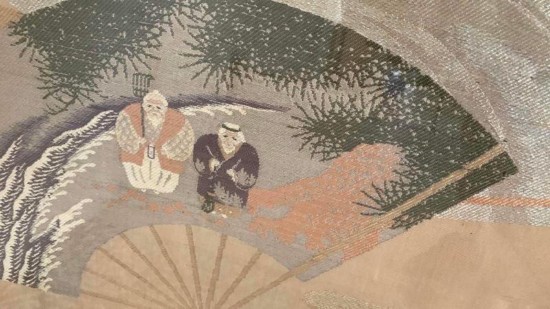 Photo 1 of ANTIQUE JAPANESE SCARF MOUNTED 36” X 39”