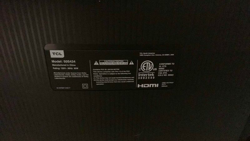 Photo 1 of 50" 4K SMART TCL TELEVISION WITH REMOTE. MODEL 50S434