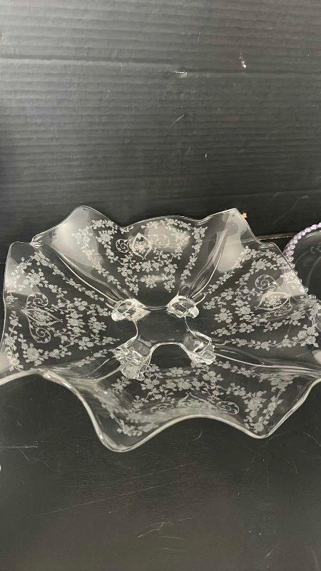 Photo 1 of FLORAL ETCHED GLASSWARE SET OF 4