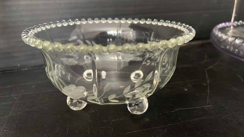 Photo 1 of FLORAL ETCHED GLASSWARE SET OF 4