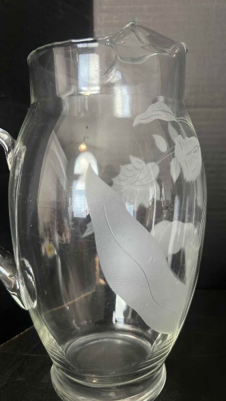 Photo 1 of FLORAL ETCHED GLASSWARE SET OF 4