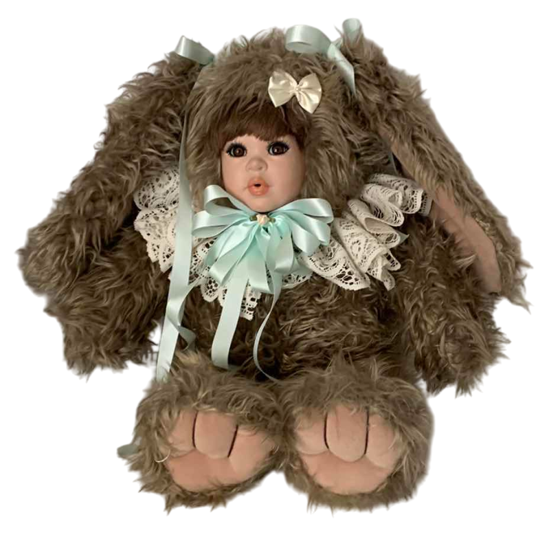 Photo 1 of VINTAGE PORCELAIN GIRL BUNNY PLUSH 18”