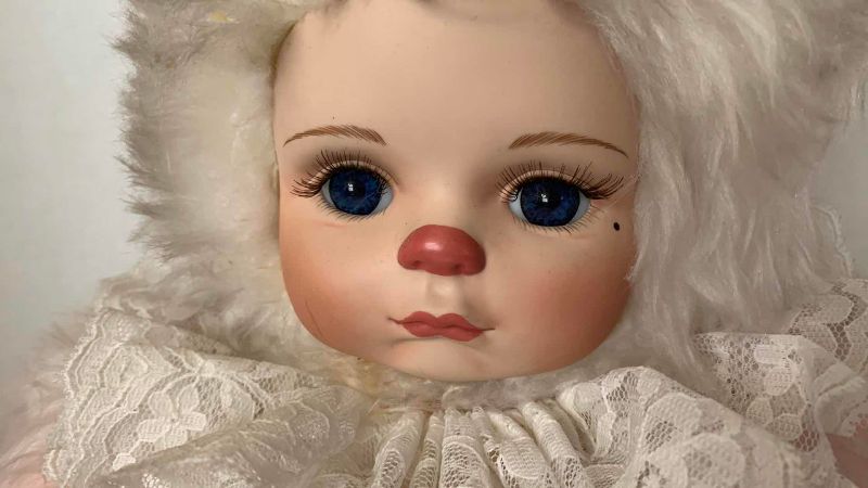Photo 1 of VINTAGE PORCELAIN GIRL PINK BUNNY PLUSH 18”