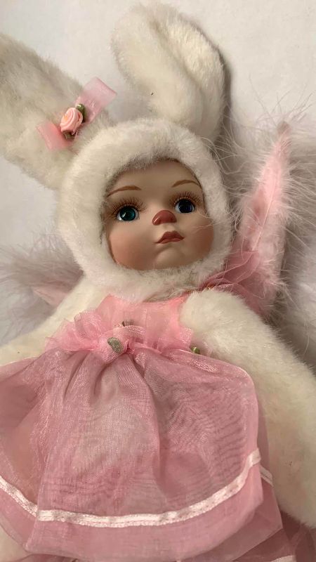 Photo 1 of 2-LIMITED EDITION MARIE OSMOND NUMBERED PORCELAIN GIRL BUNNY PLUSHES LARGEST IS 12”
