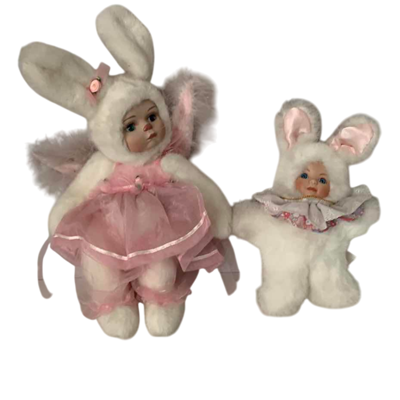 Photo 1 of 2-LIMITED EDITION MARIE OSMOND NUMBERED PORCELAIN GIRL BUNNY PLUSHES LARGEST IS 12”