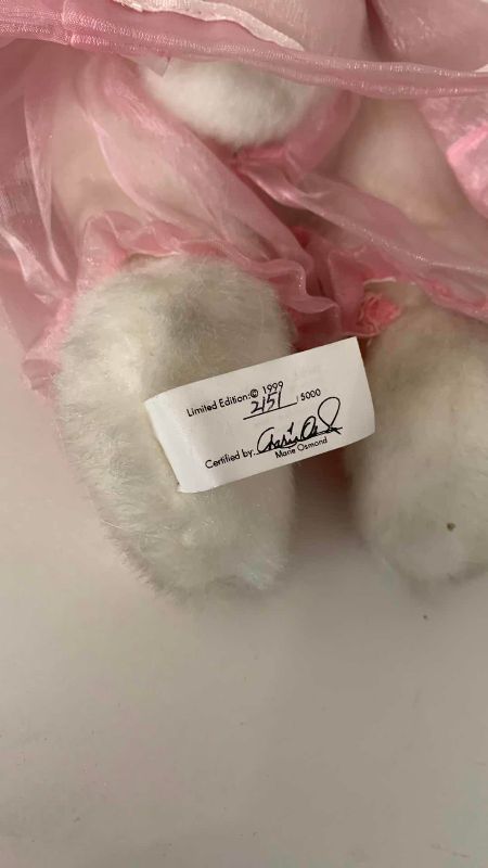 Photo 1 of 2-LIMITED EDITION MARIE OSMOND NUMBERED PORCELAIN GIRL BUNNY PLUSHES LARGEST IS 12”
