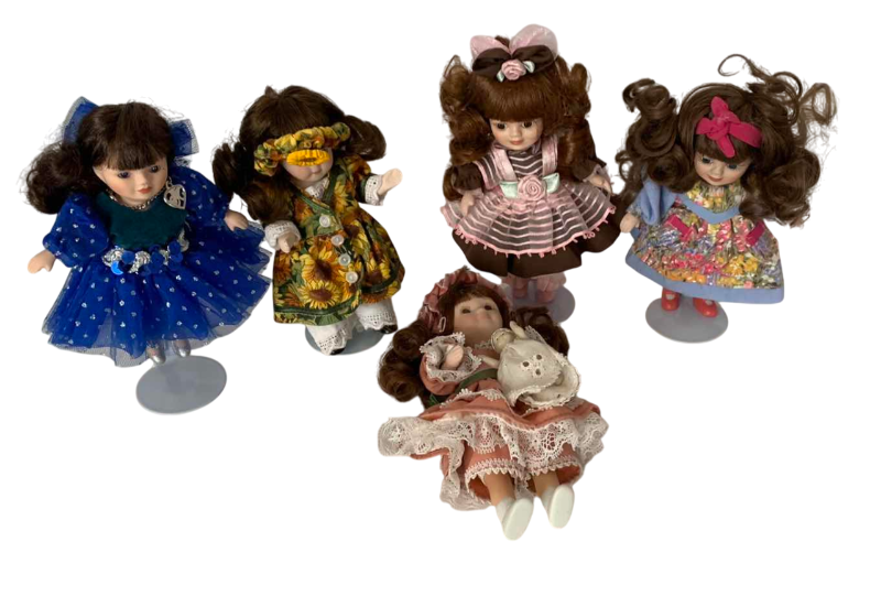 Photo 1 of 5-VINTAGE KINGSTATE PORCELAIN DOLLS 6”