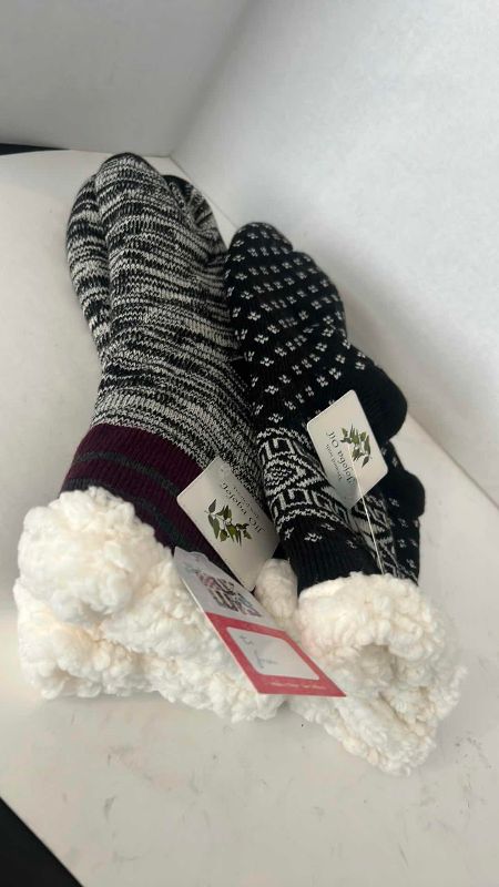 Photo 1 of 2-FUZZY WARM WINTER SOCKS SIZE SMALL (6-8)