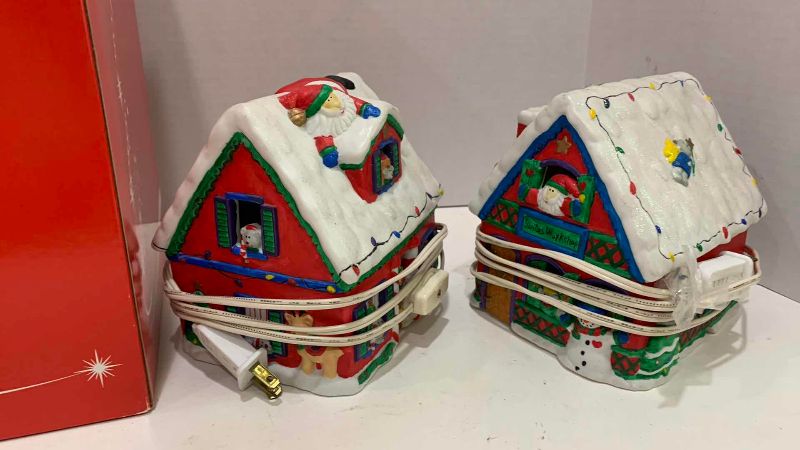 Photo 1 of SANTA LAMP AND 2 LIGHT UP CANDY CANE HOUSES