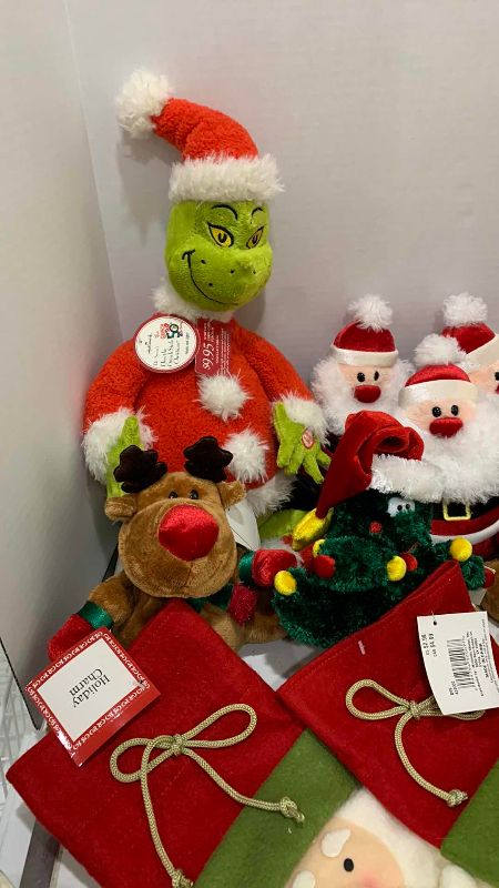 Photo 1 of ASSORTED CHRISTMAS PLUSH AND STOCKINGS