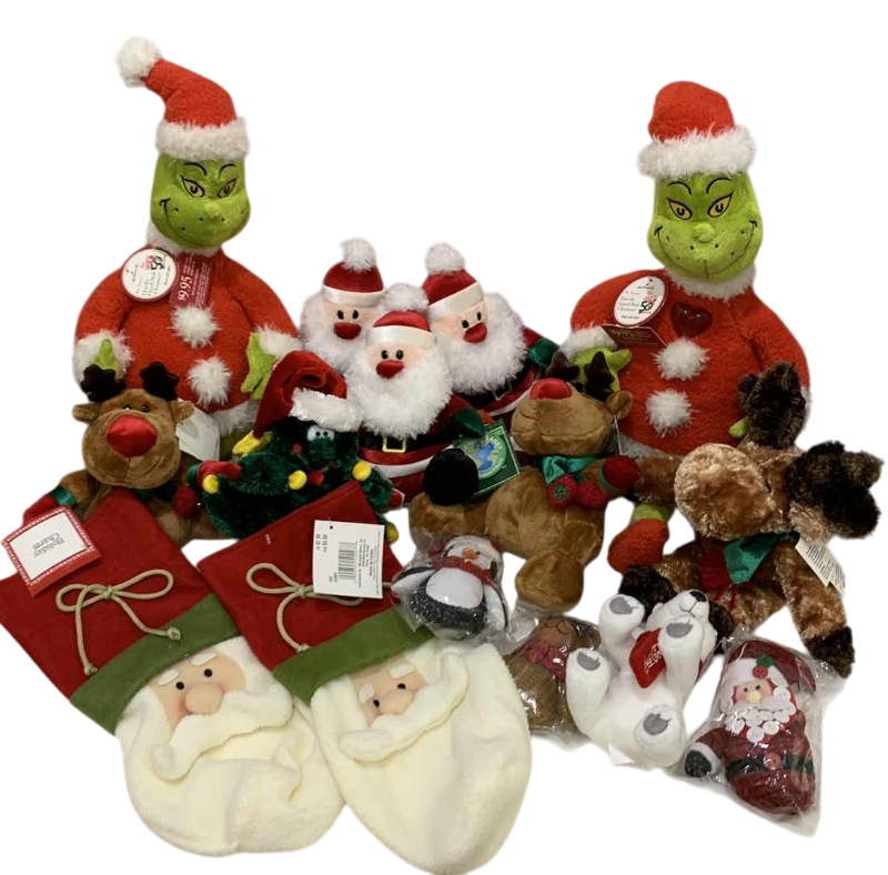 Photo 1 of ASSORTED CHRISTMAS PLUSH AND STOCKINGS