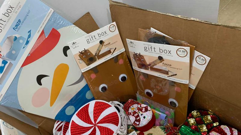 Photo 1 of BOX OF CHRISTMAS DECORATIONS AND NAPKINS
