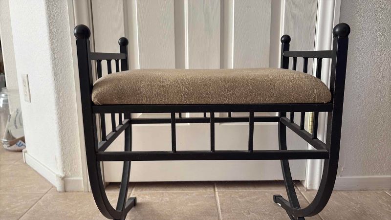 Photo 1 of BLACK WITH BROWN CUSHION ACCENT STOOL