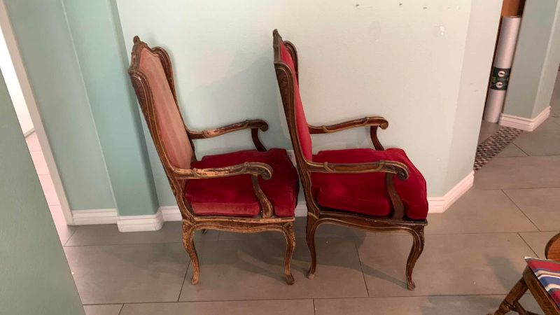 Photo 1 of 2 VINTAGE RED VELVET ARMCHAIRS