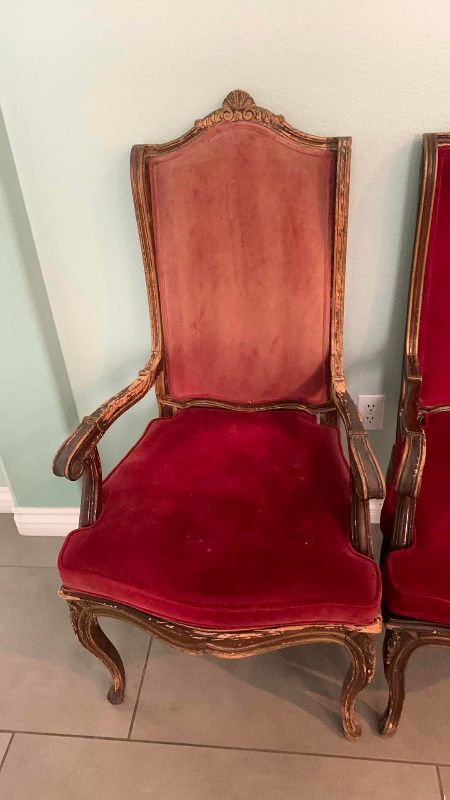 Photo 1 of 2 VINTAGE RED VELVET ARMCHAIRS