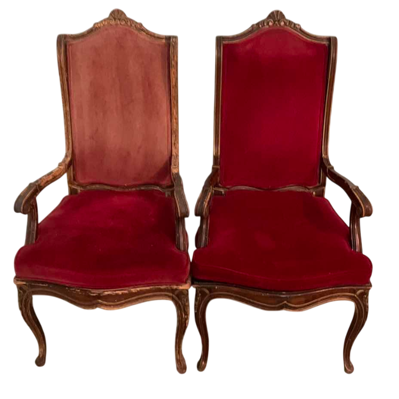 Photo 1 of 2 VINTAGE RED VELVET ARMCHAIRS