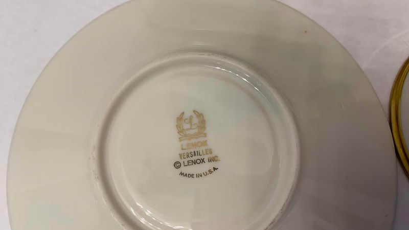 Photo 1 of VINTAGE 11 LENOX VERSAILLES FINE BONE CHINA TEA CIPS AND SAUCERS