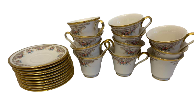 Photo 1 of VINTAGE 11 LENOX VERSAILLES FINE BONE CHINA TEA CIPS AND SAUCERS