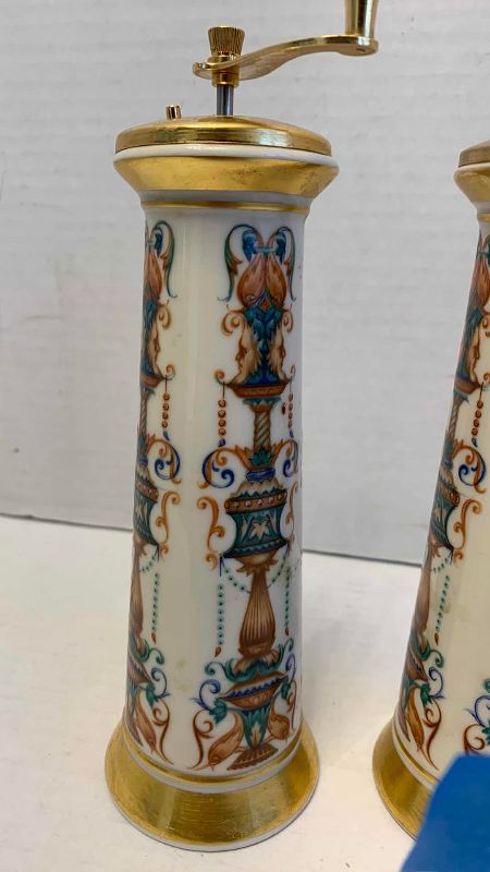 Photo 1 of LENOX LIDO SALT AND PEPPER SHAKERS HAND DECORATED WITH 24K TRIM 7.5”
