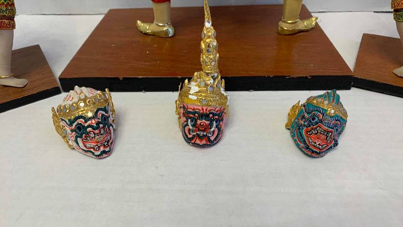 Photo 1 of 4 VINTAGE HANDCRAFTED THAI KHON DOLLS 17”