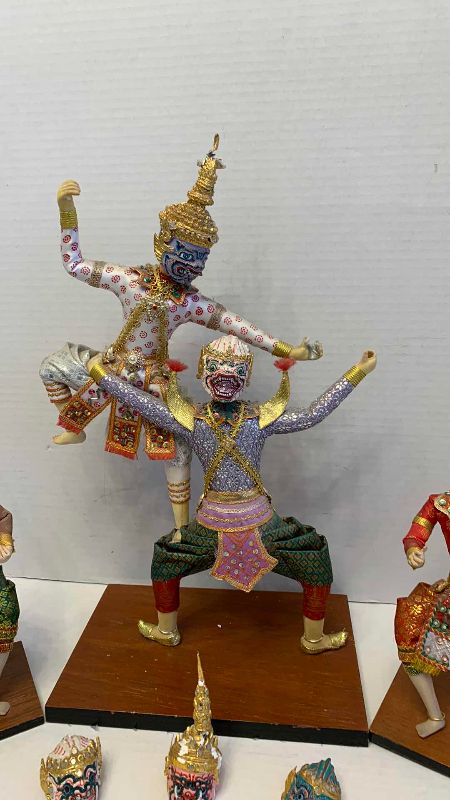 Photo 1 of 4 VINTAGE HANDCRAFTED THAI KHON DOLLS 17”