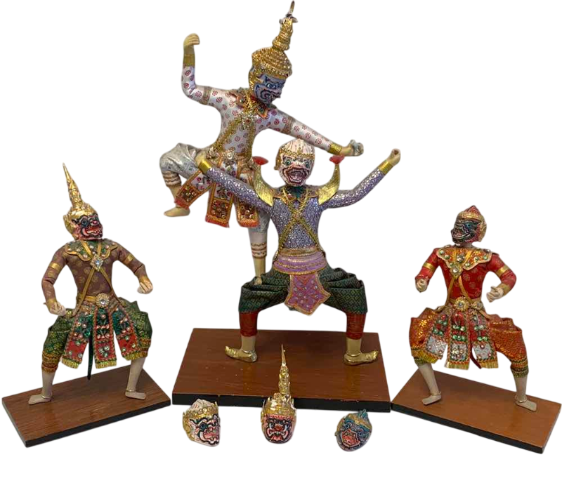 Photo 1 of 4 VINTAGE HANDCRAFTED THAI KHON DOLLS 17”