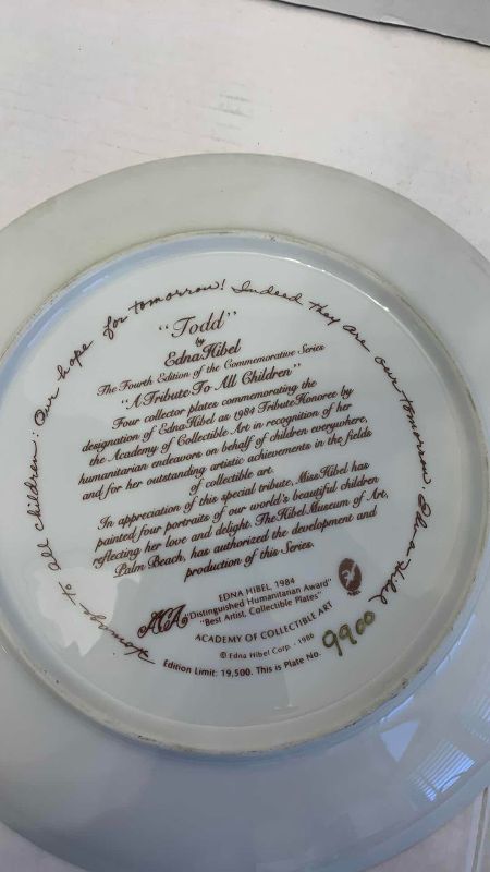 Photo 1 of 2 EDNA HIBEL LIMITED EDITION PLATES “TODD AND WENDY”