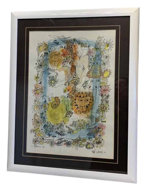 Photo 1 of CATRIEL EFRONY WATERCOLOR AND INK DRAWING 18” X 24”