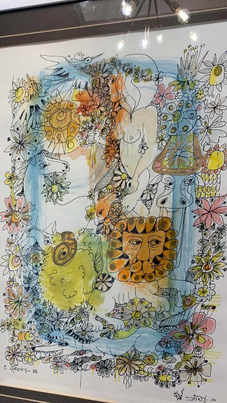 Photo 1 of CATRIEL EFRONY WATERCOLOR AND INK DRAWING 18” X 24”
