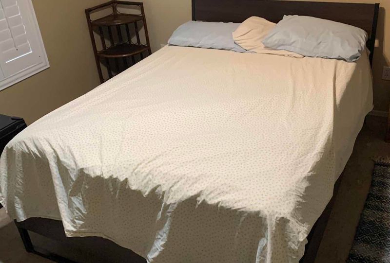 Photo 1 of QUEEN SIZE BED FRAME WITH HEADBOARD AND SERTA MATTRESS