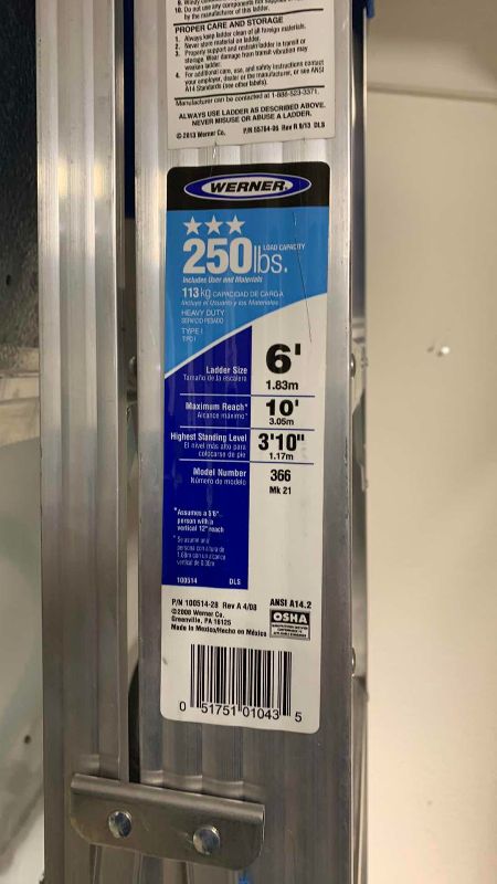 Photo 1 of WERNER 6 FOOT LADDER