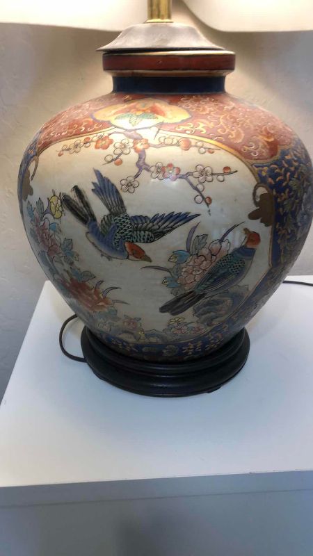 View 2 of VINTAGE PORCELAIN TABLE LAMP 30”