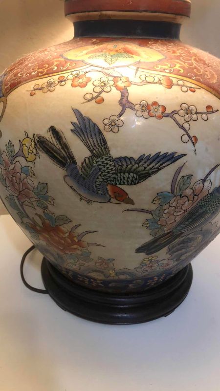 View 3 of VINTAGE PORCELAIN TABLE LAMP 30”