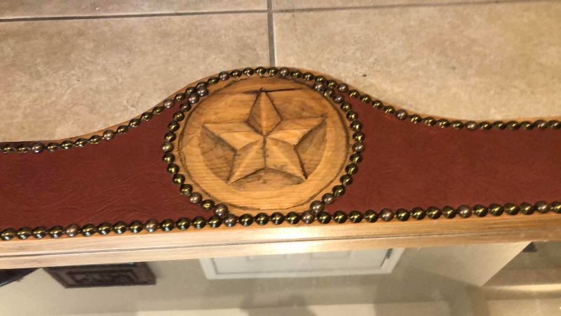 View 2 of TEXAS STAR INSPIRED MIRROR WITH NAILHEAD TRIM 40” X 27”