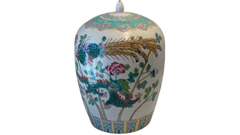 View 1 of CHINESE DECORATIVE GINGER JAR 12 INCHES TALL