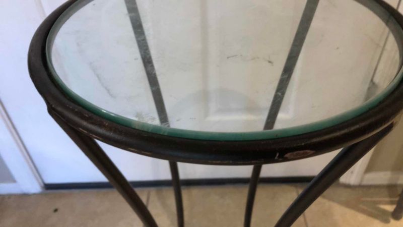 View 3 of METAL AND GLASS ACCENT TABLE 12” X 28”