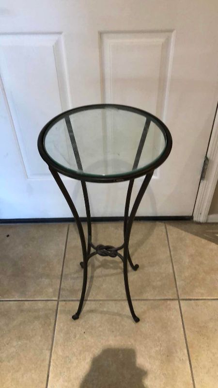 View 3 of METAL AND GLASS ACCENT TABLE 12” X 28”