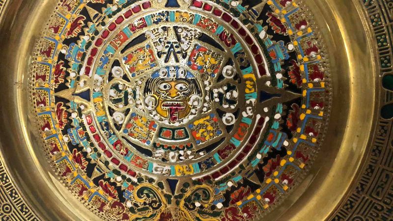 View 2 of BRASS AZTEC CALENDAR 9”