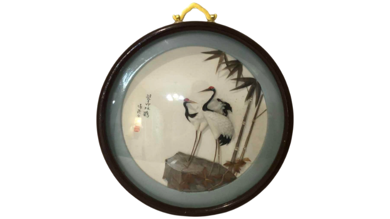 View 1 of ASIAN INSPIRED CRANES MADE OF SHELLS 8”