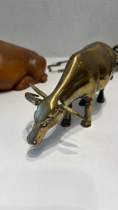 View 4 of VINTAGE BRASS AND WOOD DECORATIVE COLLECTABLES