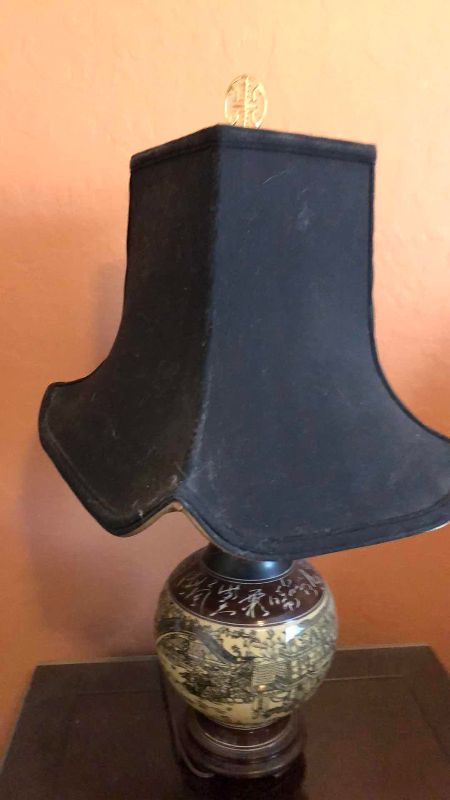 View 4 of VINTAGE ASIAN CERAMIC TABLE LAMP 28”