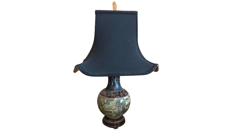View 1 of VINTAGE ASIAN CERAMIC TABLE LAMP 28”